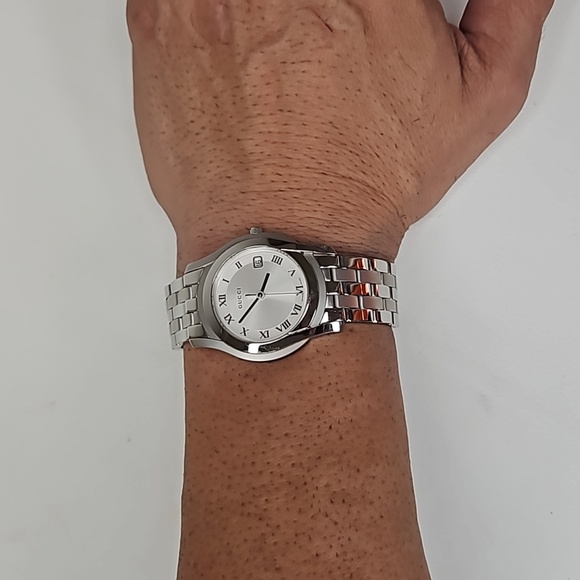 Authentic Gucci Watch 5500M Dial Quartz  Silver White Link Date Watch - Picture 12 of 15